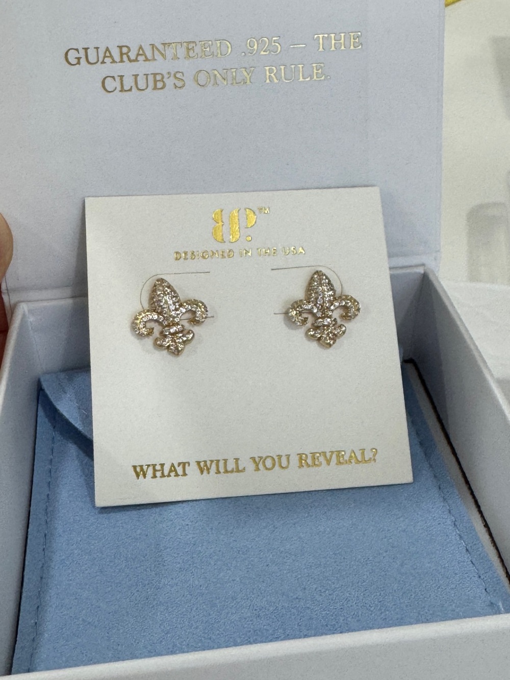 BP® Gold Crystal Fleur-de-Lis Stud Earrings